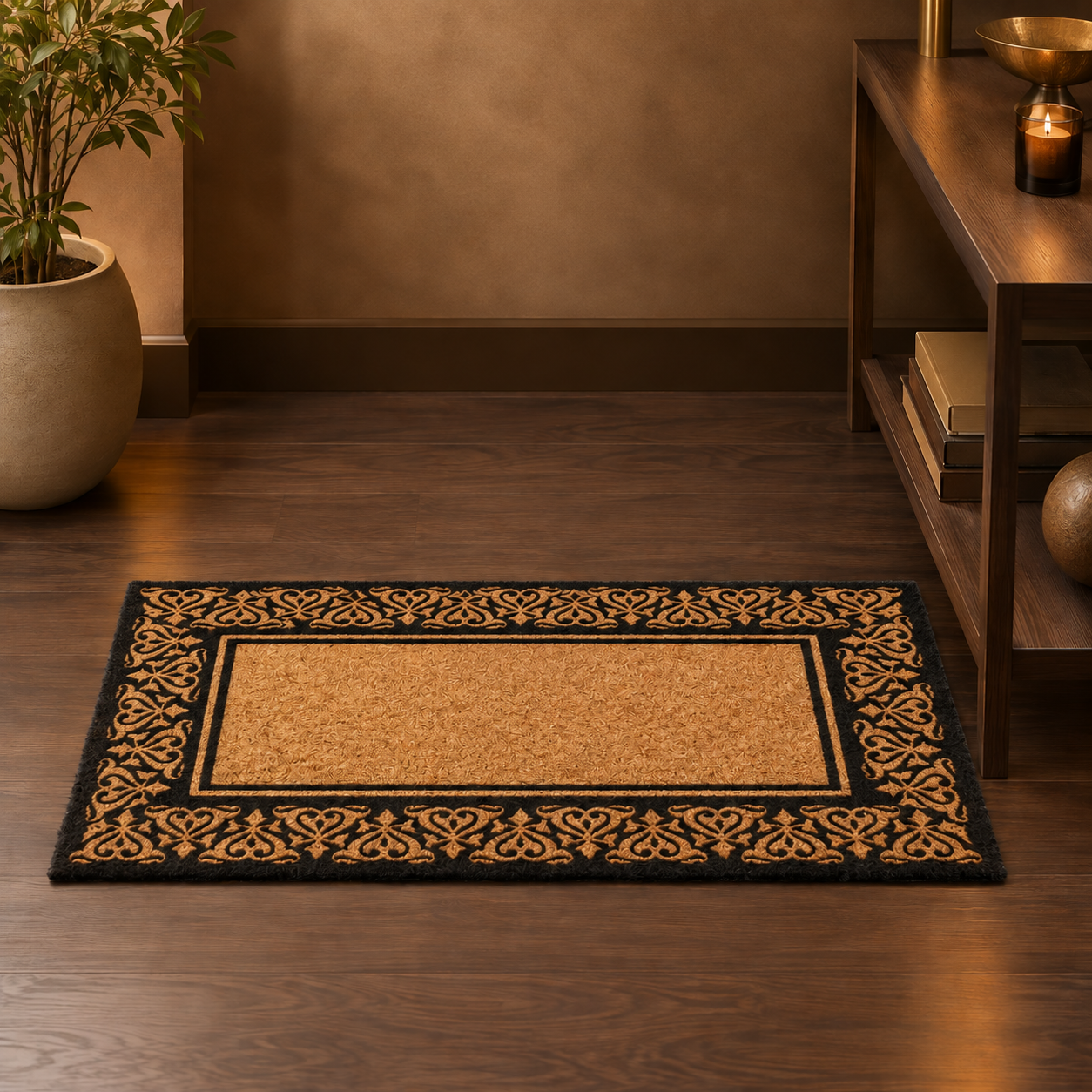 Black Coir Welcome Mat
