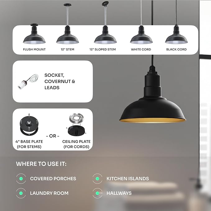 Cream & Brass Dome Pendant Light