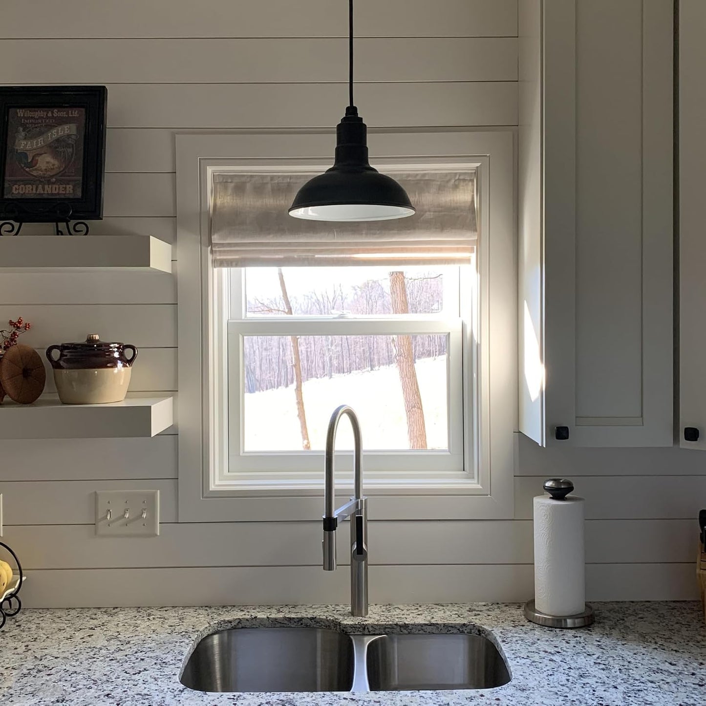 Cream & Brass Dome Pendant Light