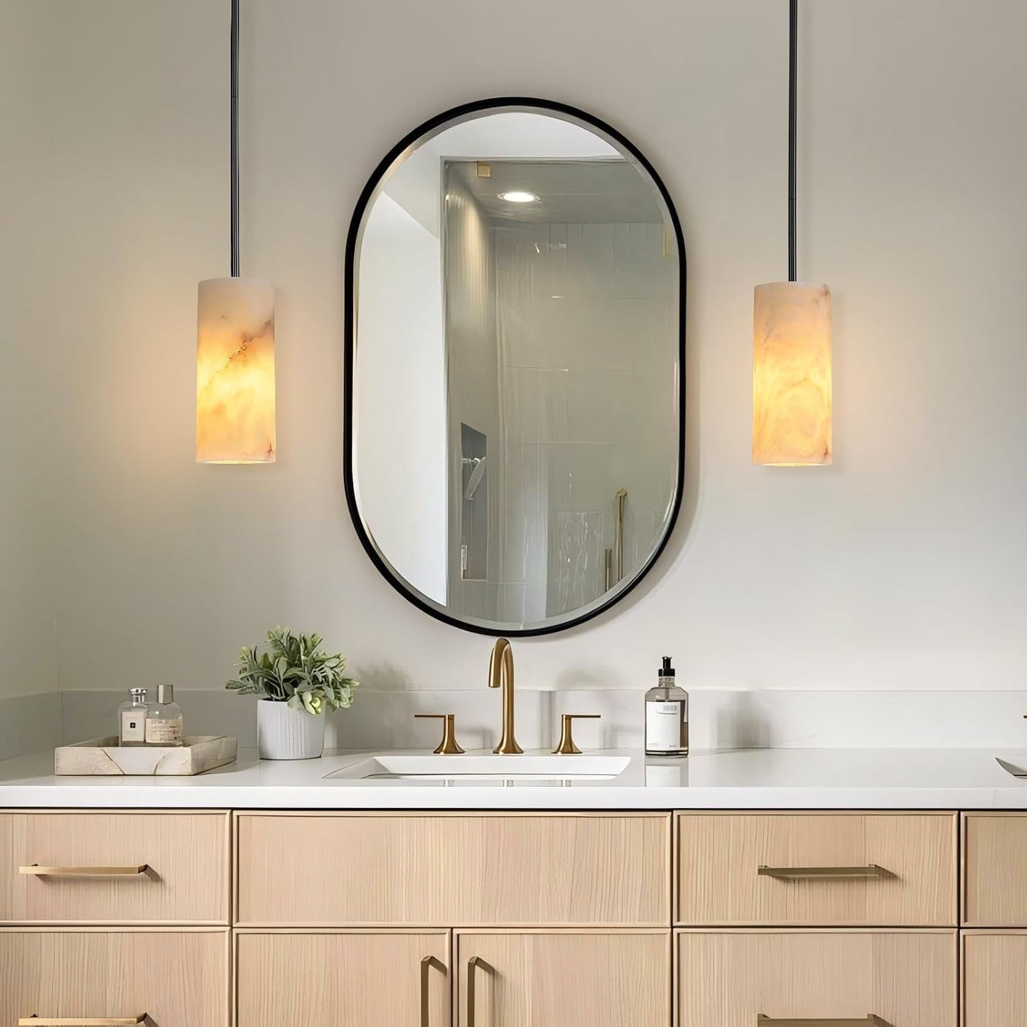Black Alabaster Marble Pendant Light