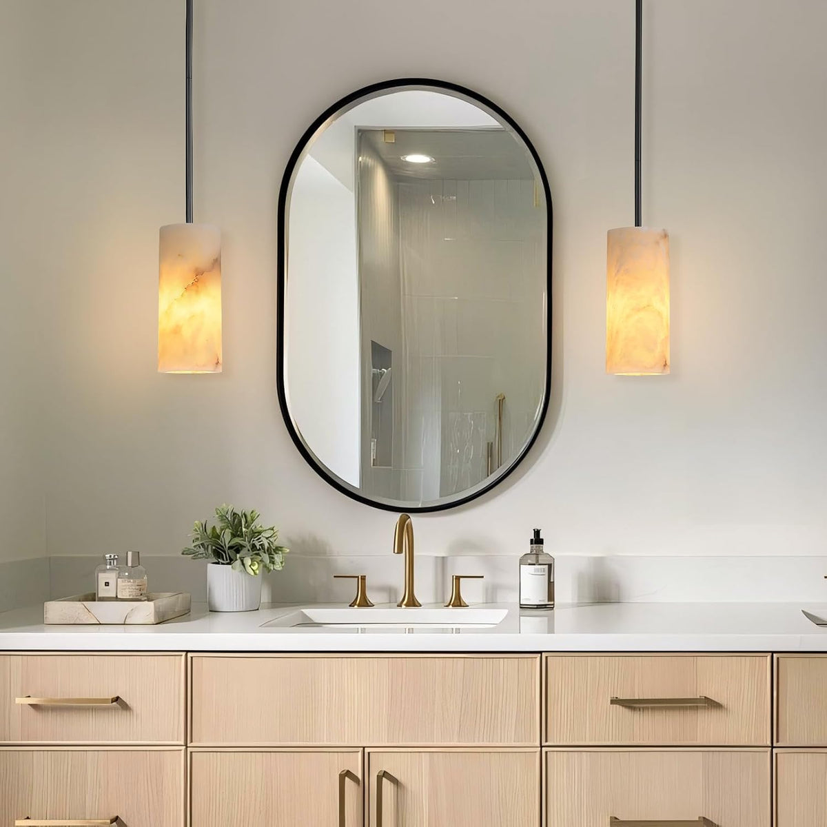 Black Alabaster Marble Pendant Light