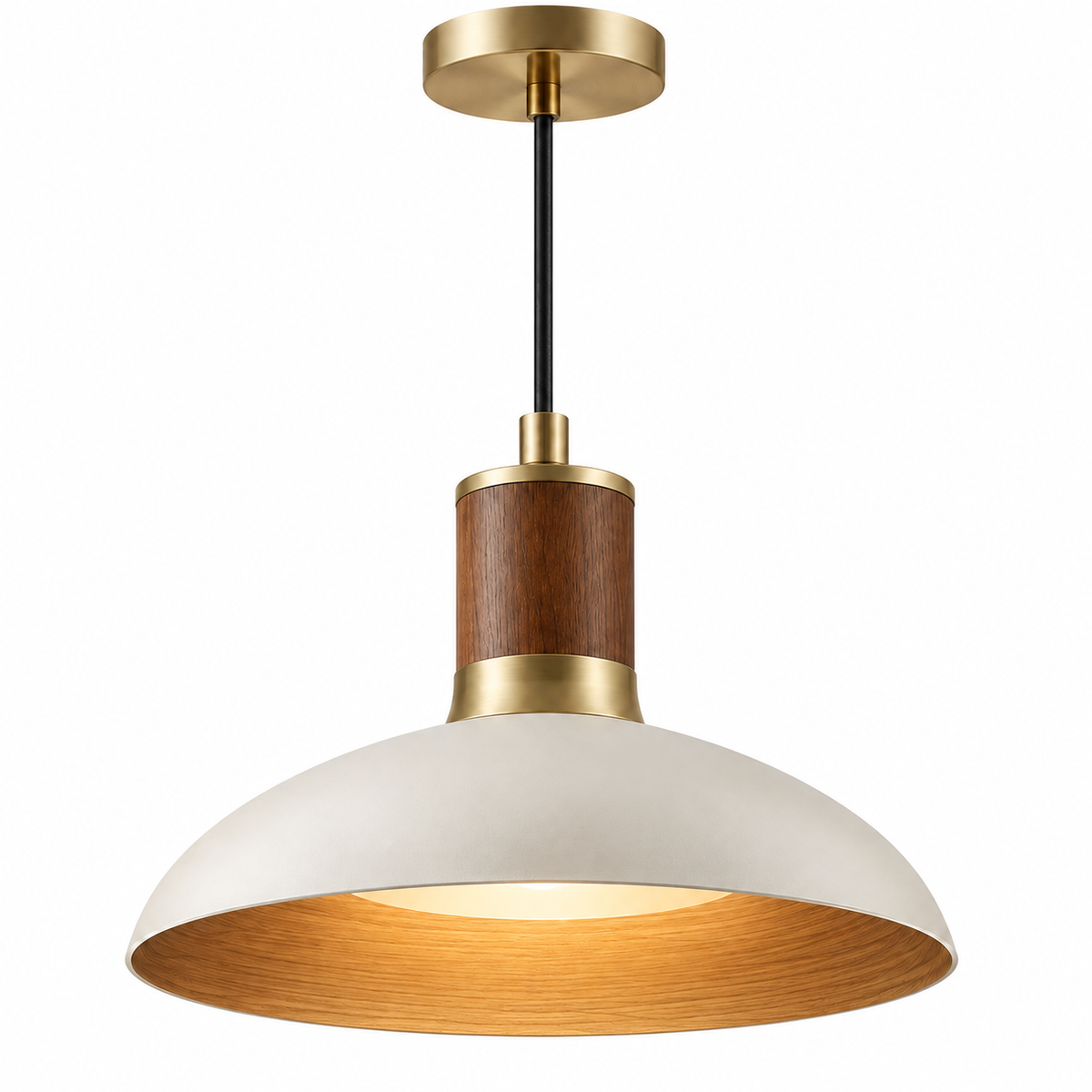 Cream & Brass Dome Pendant Light