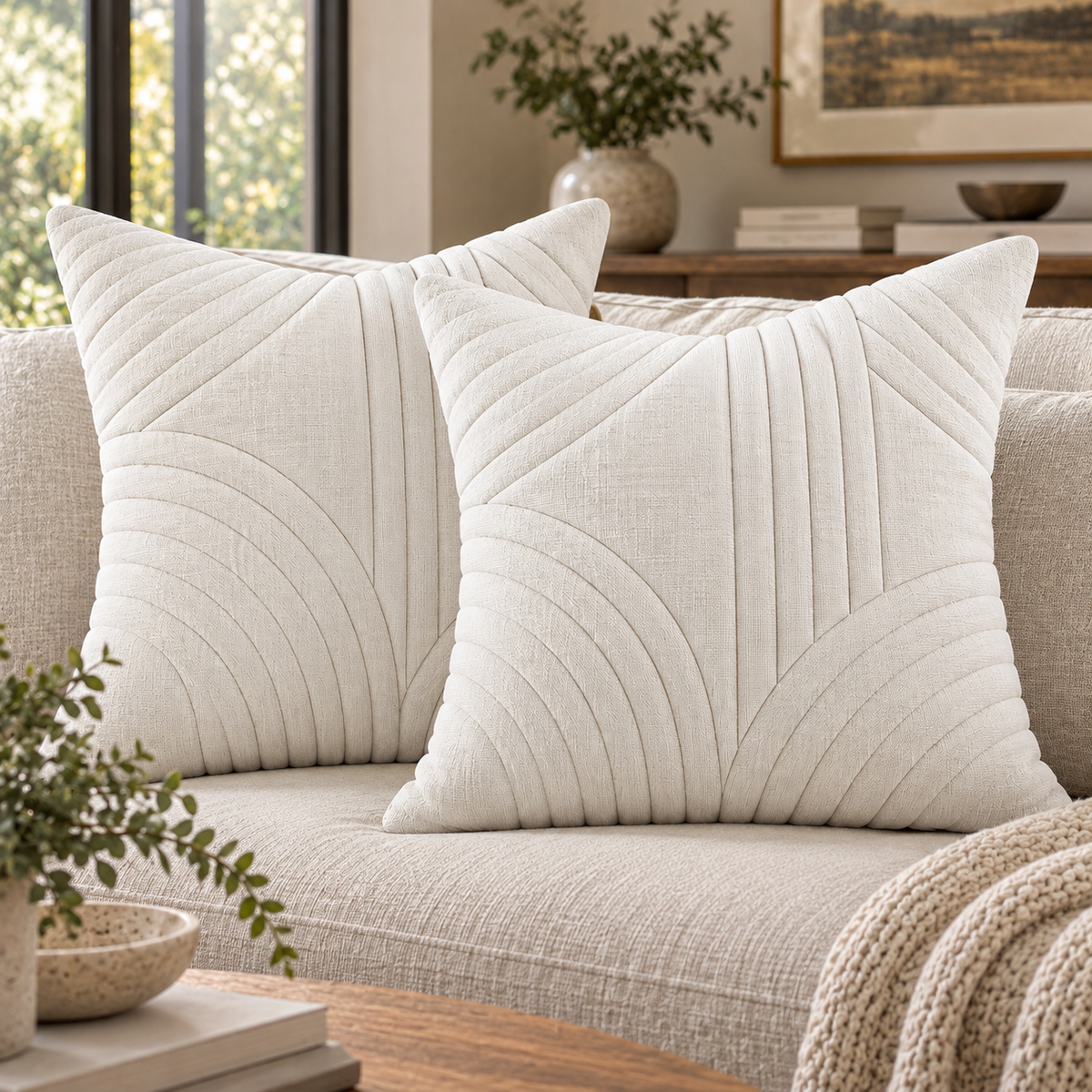 White Egyptian Cotton Pinch Pleated Pillows covers