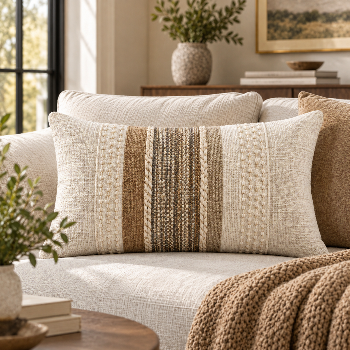 Mustard Textured Linen Throw Pillow Cover