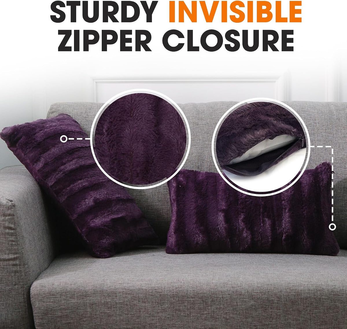 Purple Faux Fur Decorative Pillows