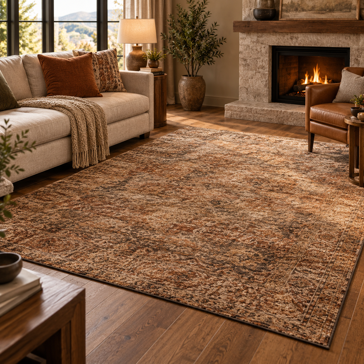 Light Grey Beige Vintage Rug