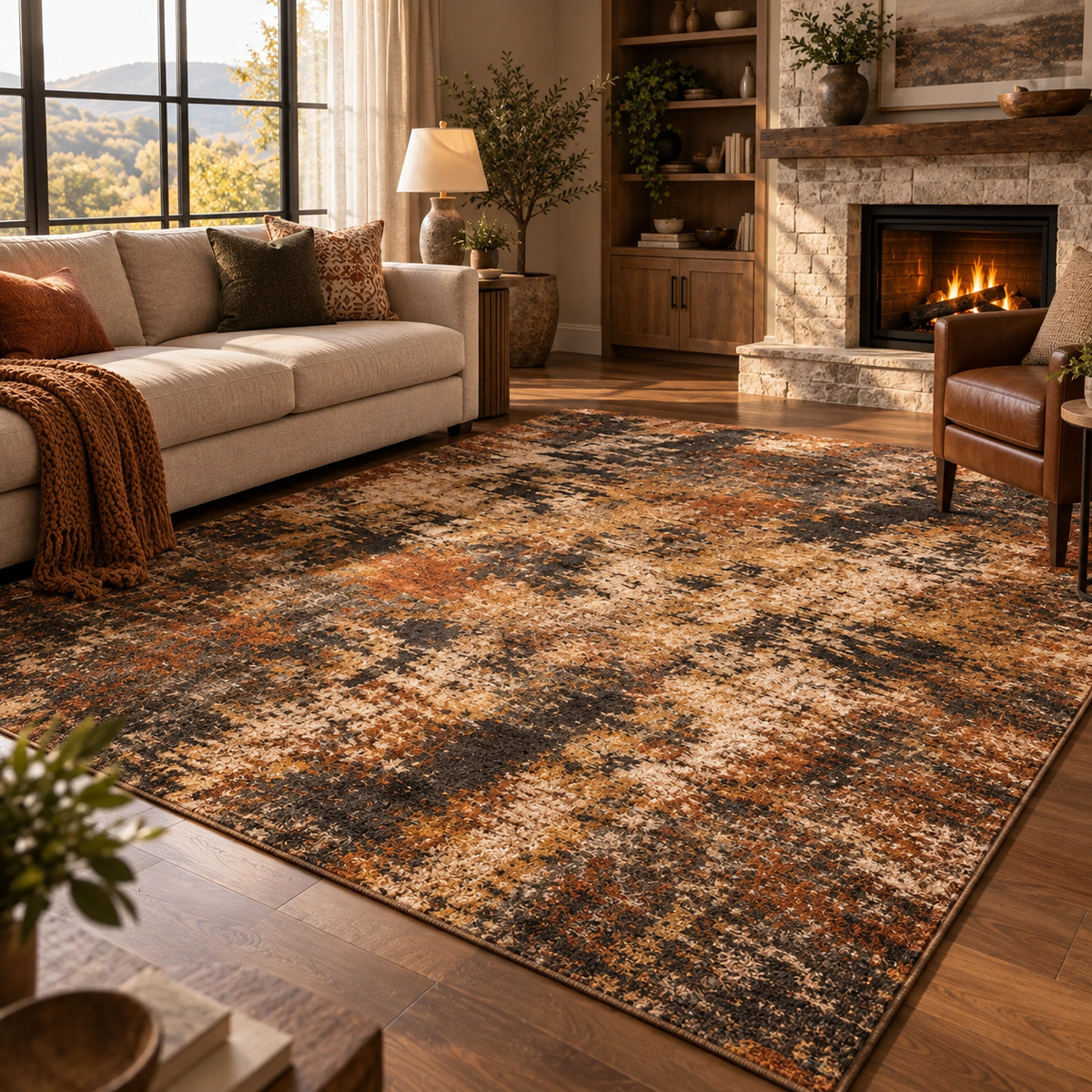 Abstract Soft Thick Pile Rug