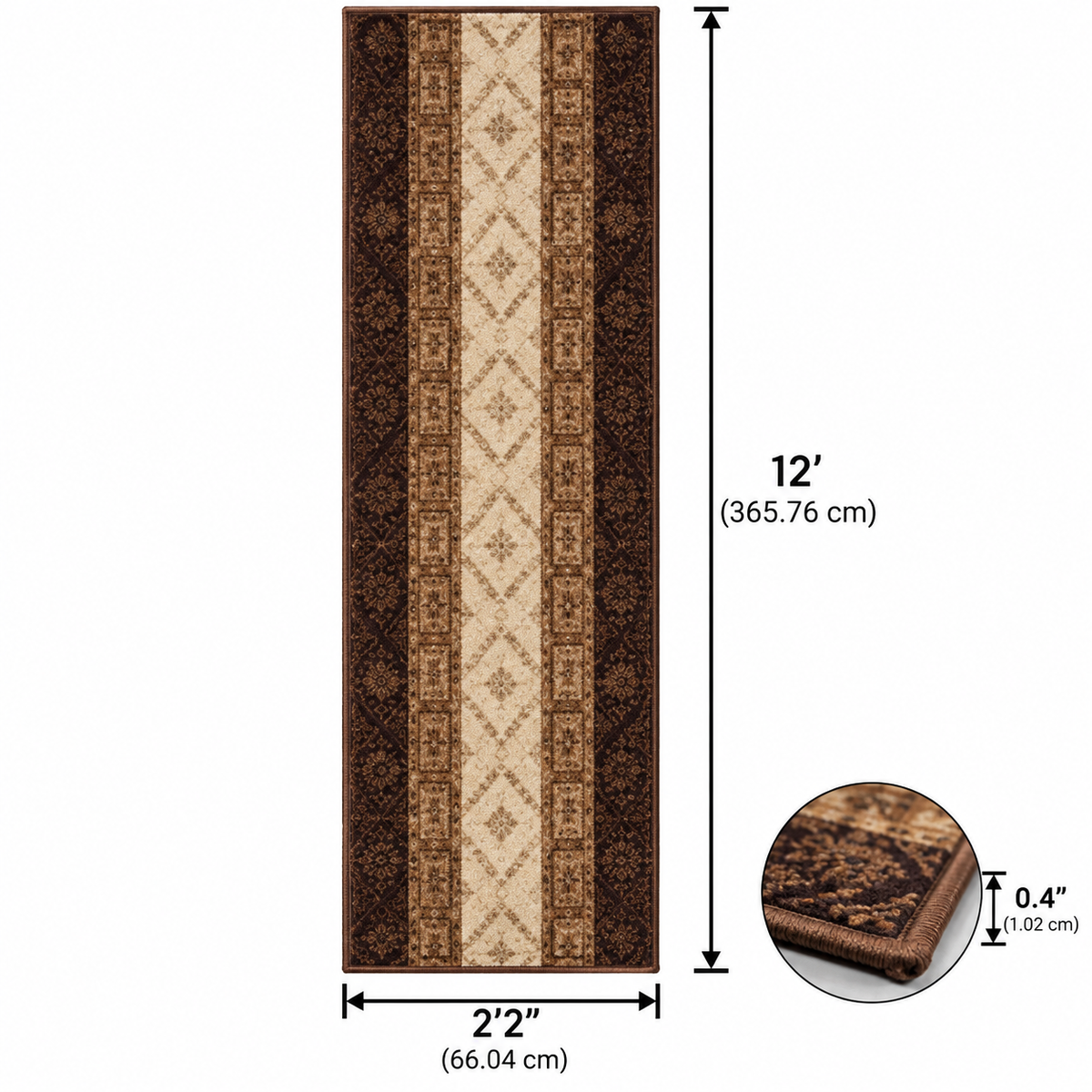 Brown Slip-Resistant Runner Rug