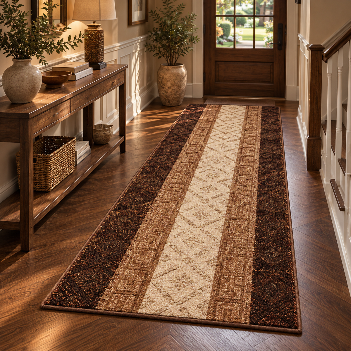 Brown Slip-Resistant Runner Rug