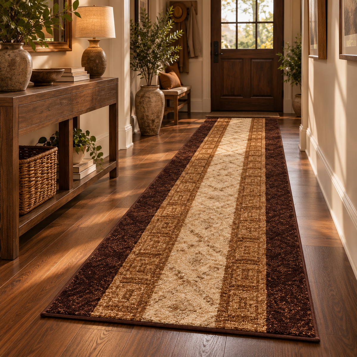 Brown Slip-Resistant Runner Rug