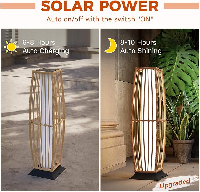 Solar Wicker Floor Lamps